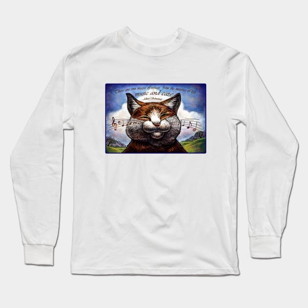 Music Cat Long Sleeve T-Shirt by ChetArt